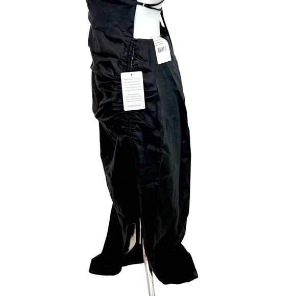 Rumer LouLou Black Strappy Back Ruched Maxi Dress w/ Side Slit NWT - M - Picture 7 of 15